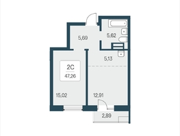 Продается 2-комнатная квартира ЖК Расцветай в Солнечном, дом 2, 47.26  м&sup2;, 6600000 рублей