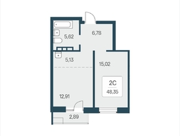 Продается 2-комнатная квартира ЖК Расцветай в Солнечном, дом 2, 48.35  м&sup2;, 6750000 рублей