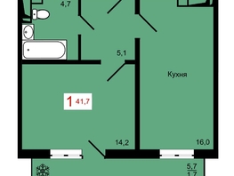 Продается 1-комнатная квартира ЖК Мичурино, дом 4 стр 4, 41.7  м&sup2;, 6700000 рублей