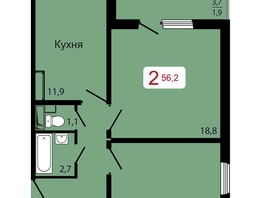 Продается 2-комнатная квартира ЖК КБС. Берег, дом 7 строение 6, 56.2  м&sup2;, 8900000 рублей