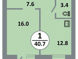 Продается 1-комнатная квартира ЖК Снегири, дом 8, 40.9  м&sup2;, 5900000 рублей