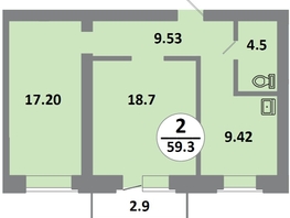 Продается 2-комнатная квартира ЖК Снегири, дом 11, 59.3  м&sup2;, 7830000 рублей