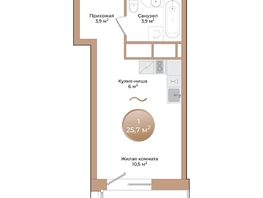 Продается Студия ЖК Небо над Енисеем, 25.7  м&sup2;, 6579200 рублей