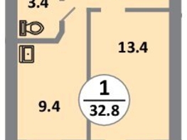 Продается 1-комнатная квартира ЖК Снегири, дом 10, 32.8  м&sup2;, 5260000 рублей
