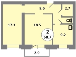 Продается 2-комнатная квартира ЖК Снегири, дом 10, 59.7  м&sup2;, 7950000 рублей