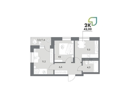 Продается 2-комнатная квартира ЖК Аллея Парк, 4 этап, 42  м&sup2;, 6342000 рублей
