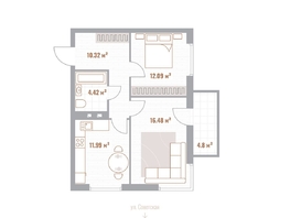 Продается 2-комнатная квартира  Николаевские кварталы, Воскресенский, 56.7  м&sup2;, 12757500 рублей