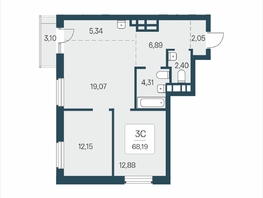 Продается 3-комнатная квартира ЖК Расцветай в Солнечном, дом 2, 68.19  м&sup2;, 9200000 рублей
