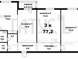 Продается 3-комнатная квартира Павловский тракт, 77.2 м², 3860000 рублей
