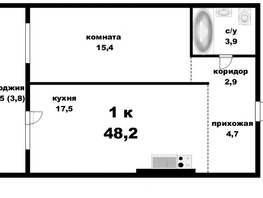 Продается 1-комнатная квартира Павловский тракт, 48.2 м², 3000000 рублей
