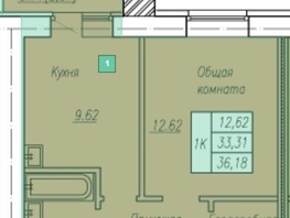Продается 1-комнатная квартира Юрина ул, 36.18 м², 3000000 рублей