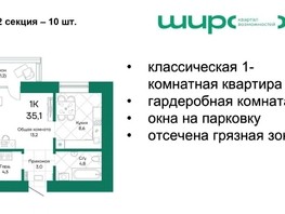 Продается 1-комнатная квартира ЖК Широта, корпус 1, 35.1  м², 4440150 рублей