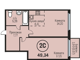 Продается 2-комнатная квартира ЖК Адалин на Южном, дом 15 корпус 1, 49.34  м², 5328720 рублей