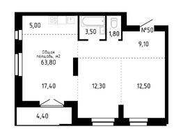 Продается 3-комнатная квартира ЖК Smart (Смарт), 63.8 м², 8613000 рублей