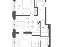 Продается 3-комнатная квартира ЖК Меланж, 66.46  м², 11504000 рублей