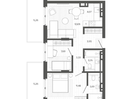 Продается 3-комнатная квартира ЖК Меланж, 60.79  м², 10459000 рублей
