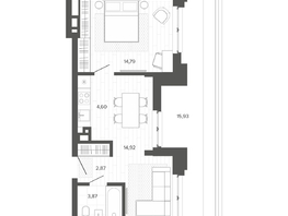 Продается 2-комнатная квартира ЖК Меланж, 56.99  м², 9733000 рублей