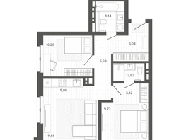 Продается 2-комнатная квартира ЖК Меланж, 58.67  м², 10417000 рублей