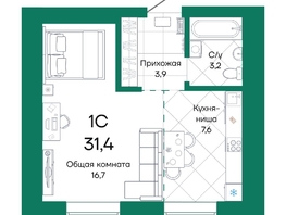 Продается Студия ЖК Широта, корпус 1, 31.4  м², 4992600 рублей
