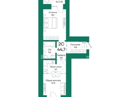 Продается 2-комнатная квартира ЖК Широта, корпус 2, 44.7  м², 5957616 рублей