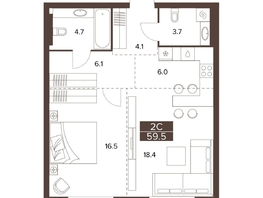 Продается 2-комнатная квартира ЖК Сахаров Парк, 59.5  м², 17832150 рублей