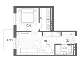 Продается 2-комнатная квартира ЖК Вышка, корпус 1, 45.53  м², 8469000 рублей