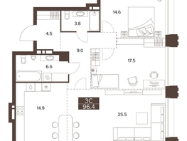 Продается 3-комнатная квартира ЖК Сахаров Парк, 96.4 м², 32197600 рублей