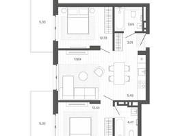 Продается 3-комнатная квартира ЖК Меланж, 69.94  м&sup2;, 10595000 рублей