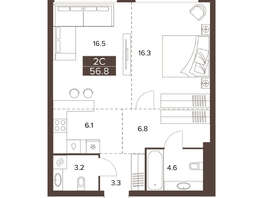 Продается 2-комнатная квартира ЖК Сахаров Парк, 56.8  м&sup2;, 21915484 рублей