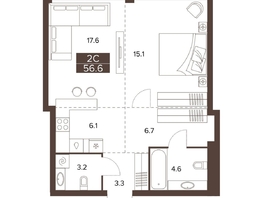 Продается 2-комнатная квартира ЖК Сахаров Парк, 56.6  м&sup2;, 24236403 рублей