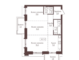 Продается 3-комнатная квартира ЖК Империал, 66.9  м&sup2;, 12175800 рублей