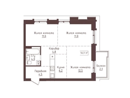 Продается 3-комнатная квартира ЖК Империал, 56.9  м&sup2;, 10412700 рублей