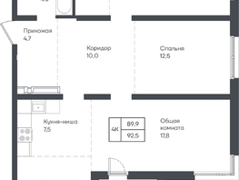 Продается 4-комнатная квартира ЖК Подсолнухи, 92.5  м&sup2;, 11100000 рублей