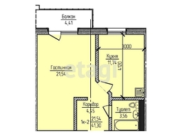 1-комнатная квартира, 42.62 м², 9/22 этаж