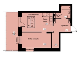 Продается 2-комнатная квартира ЖК Зеленые кварталы, 3 оч, корпус 2, 49.1  м², 7414100 рублей