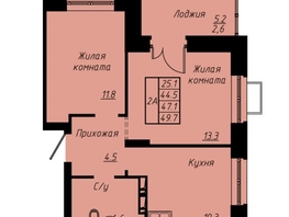 Продается 2-комнатная квартира ЖК Зеленые кварталы, 3 оч, корпус 3, 47.1  м², 7347600 рублей