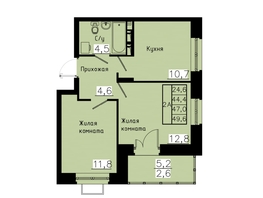 Продается 2-комнатная квартира ЖК Зеленые кварталы, 4 очередь, 47  м&sup2;, 7285000 рублей