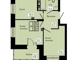 Продается 2-комнатная квартира ЖК Зеленые кварталы, 3 оч, корпус 4, 46.5  м&sup2;, 7021500 рублей