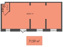 Торговое, 71.59 м², монолит-кирпич