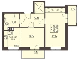 Продается 2-комнатная квартира ЖК Очаг, блок-секция 8, 58.63  м², 8547490 рублей