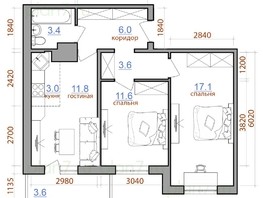 Продается 3-комнатная квартира ЖК Первый Ленинский квартал, дом 3, 60.5  м², 6382750 рублей