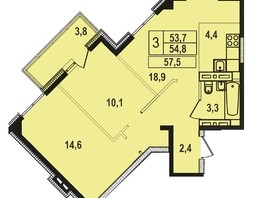 Продается 3-комнатная квартира ЖК Первый Ленинский квартал, дом 5, 58.4  м², 6073600 рублей