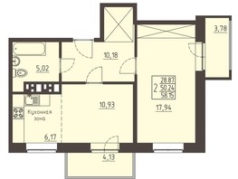 Продается 2-комнатная квартира ЖК Очаг, блок-секция 7, 58.15  м², 8650000 рублей
