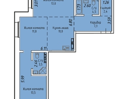 Продается 3-комнатная квартира ЖК Стрижи Сити, блок-секции 8,9, 67.6  м², 11694800 рублей