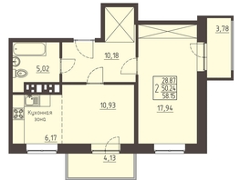 Продается 2-комнатная квартира ЖК Очаг, блок-секция 7, 58.15  м², 8700000 рублей