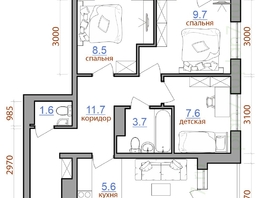 Продается 4-комнатная квартира ЖК Первый Ленинский квартал, дом 1, 64.7  м², 6943800 рублей