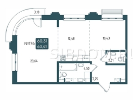 Продается 2-комнатная квартира ЖК Бродский, 1-я очередь, 63.41  м², 11462405 рублей