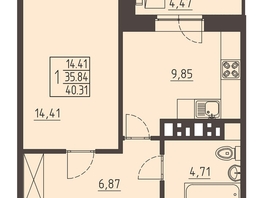 Продается 1-комнатная квартира ЖК Очаг, блок-секция 8, 40.4  м², 7450000 рублей