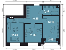 Продается 3-комнатная квартира ЖК RIVERANG (РиверАнг), 56.99 м², 14935485 рублей