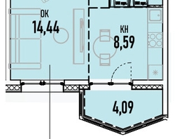 Продается 1-комнатная квартира ЖК Аквамарин, дом 1, 38.69 м², 9285600 рублей